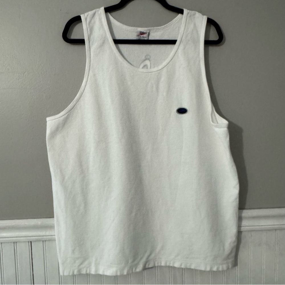 Vintage 90s SPEEDO Men's White Tank Top Gym Shirt XL, 1998, Made In The USA